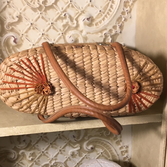 Awesome Wicker Rattan Boho Bag Tote EXC Vintage - Picture 8 of 17